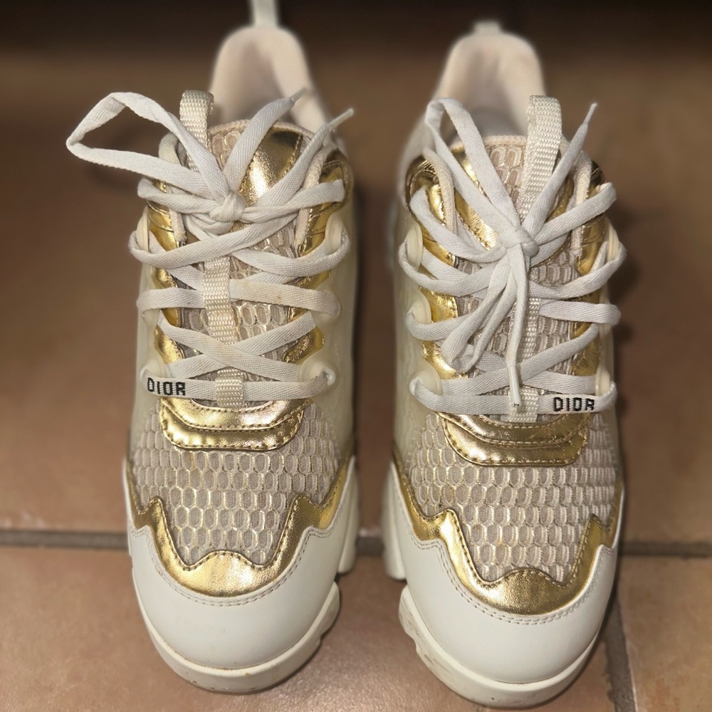 Christian Dior D Connect Leather Mesh Sneakers